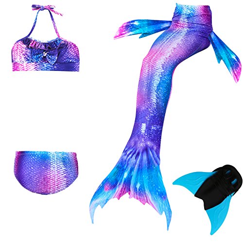 Kokowaii Fancy Girl's Swimming Mermaid Tail Mermaid Swimsuits with Monofin