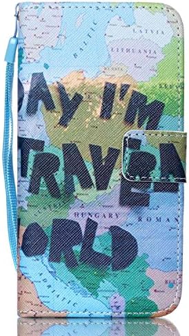 Galaxy S6 Edge Case, Galaxy S6 Edge Wallet Case, [Wrist Strap Series] Art Painting PU Leather Wallet Case with STAND Flip Cover for Samsung Galaxy S6 Edge (Someday I'm Gonna Travel the World)