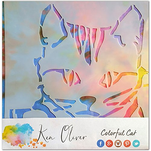Ken Oliver Stencil 12"X12"-Colorful Cat