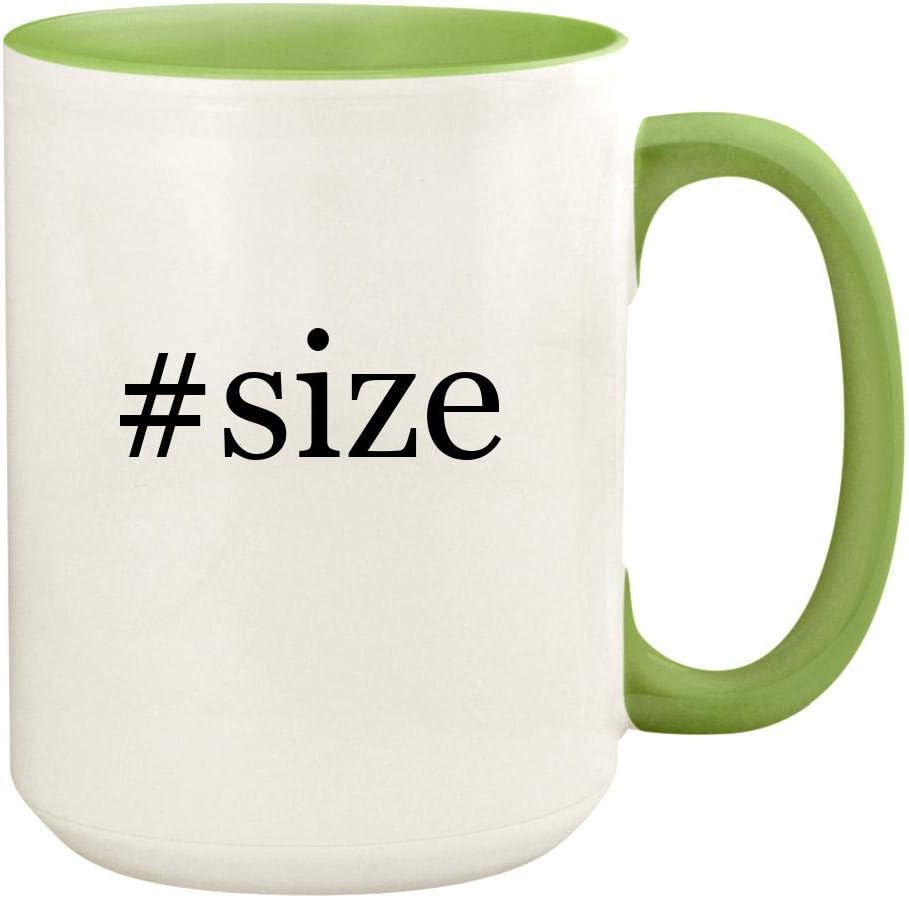 #size - 15oz Hashtag Ceramic Colored Handle and Inside Coffee Mug Cup, Light Green