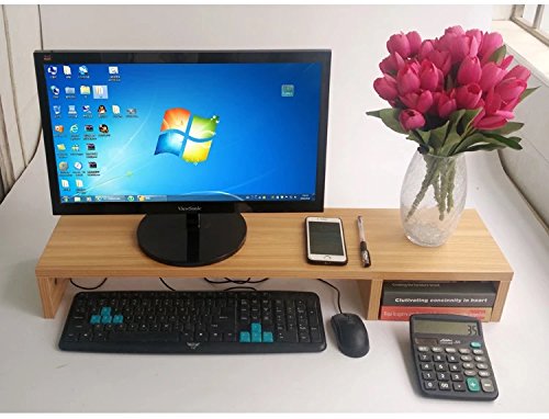 Extra Large 31.5 Inch Computer Monitor Or Laptop Stand. This Is A Long Sturdy Desktop Dual Double Or Multi Monitor Screen Riser (5.9" Tall, Peach Wood) - Thumbnail 2
