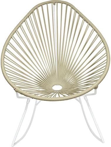 InnitDesigns 03-02-27 Acapulco Rocking Chair, Ivory Weave on White Frame