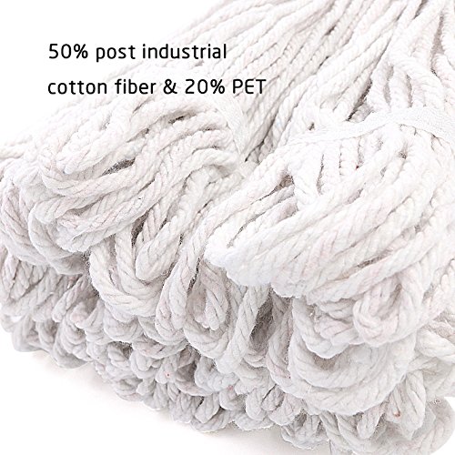Bonison 16 oz Cotton Easy Wring Saddle Mop Head Refill, Heavy Duty Looped-End String Swinger Style Replacement Mop Head, for Home, Commercial, and Industrial Use (5 Pack Multi Color, 16 oz) - Thumbnail 5