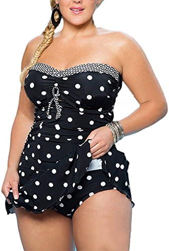 Monzocha Women Strappy Tankini Swimsuit Tummy Control Plus Size Swimdress