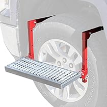 Adjustable Tire Service Step for Full Size Truck Car SUV - 300lb Platform - Fits Over the Wheel and Folds For Easy Storage