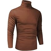 Men's Slim Fit Lightweight Long Sleeve Knitted Pullover Top Turtleneck Sweater T-Shirt
