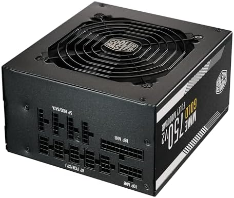 Cooler Master MWE Gold 750 V2 Full Modular PSU, 750W, 80+ Gold, Designed Ready Nvidia RTX 5070 Ti | AMD RX 9070 XT, 2 EPS Connectors, 120mm HDB Fan, Semi-fanless, 5-Year