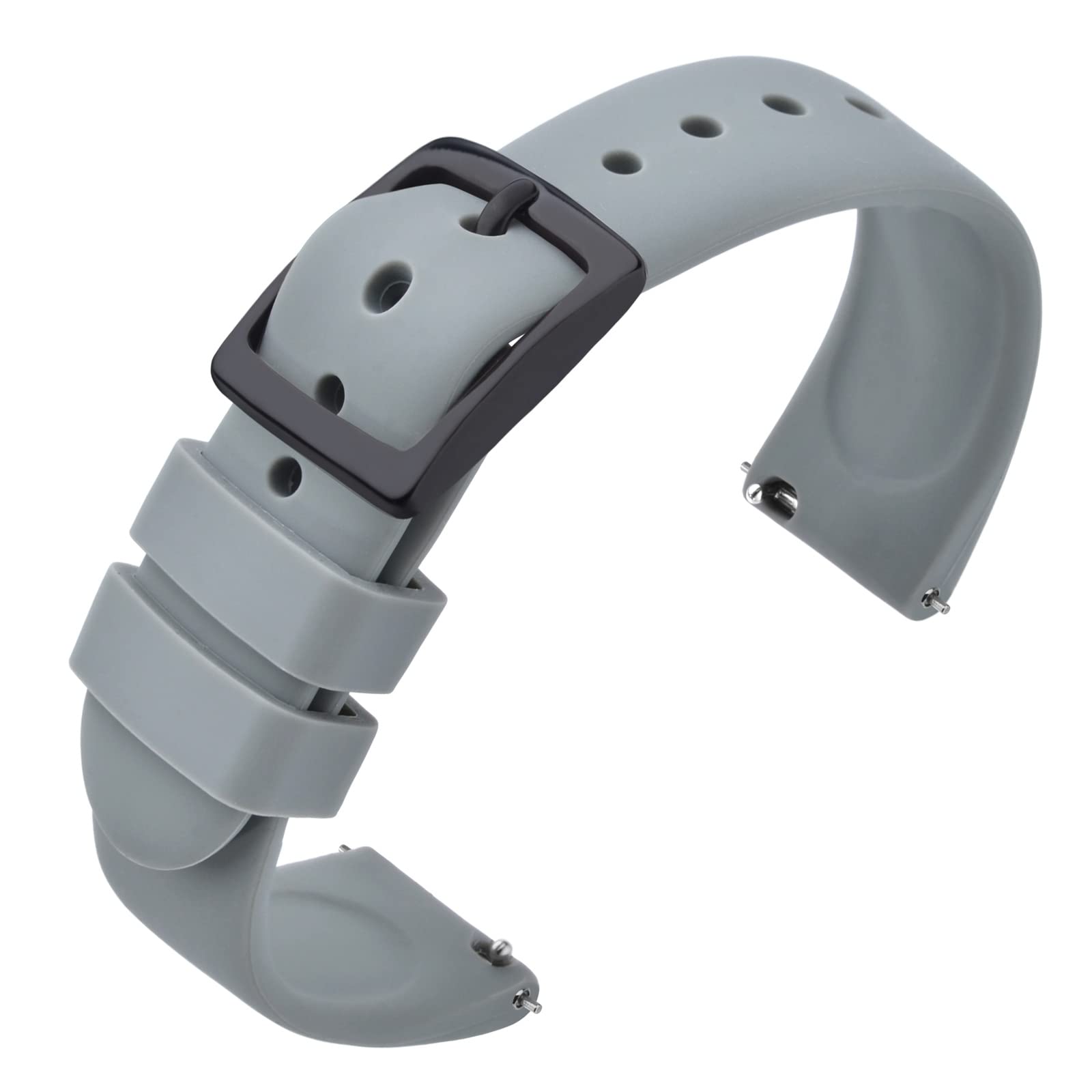ANNEFIT Silicone Watch Straps, Quick Release Rubber Sport Band 20mm with Classic Black Clasp (Light Gray)