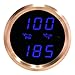 VEI Systems Dual-Display Gauge: 100 PSI Oil Pressure and 320 deg-F Oil Temperature (Blue/Silver)