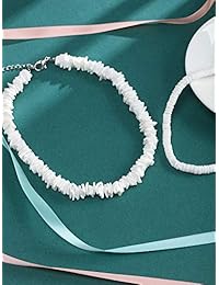 2 Pieces Hawaiian Puka Round Chip Shells Necklace and Square Choker Handmade Bohemian Shells Choker Necklace Beach Choker with Extension Chain for Girls Women