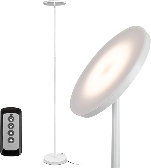 brightech sky led torchiere super bright floor lamp tall standing modern pole light for living rooms & offices