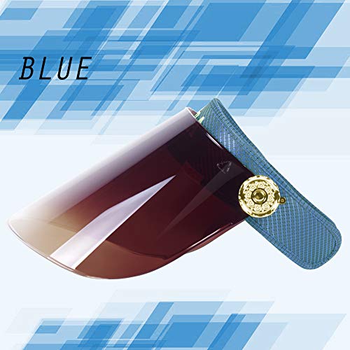 Women Anti-UV Visor Hat UPF40+ Solar Full Face Plastic Shield Headband Sun Protection Riding Cap (Blue)