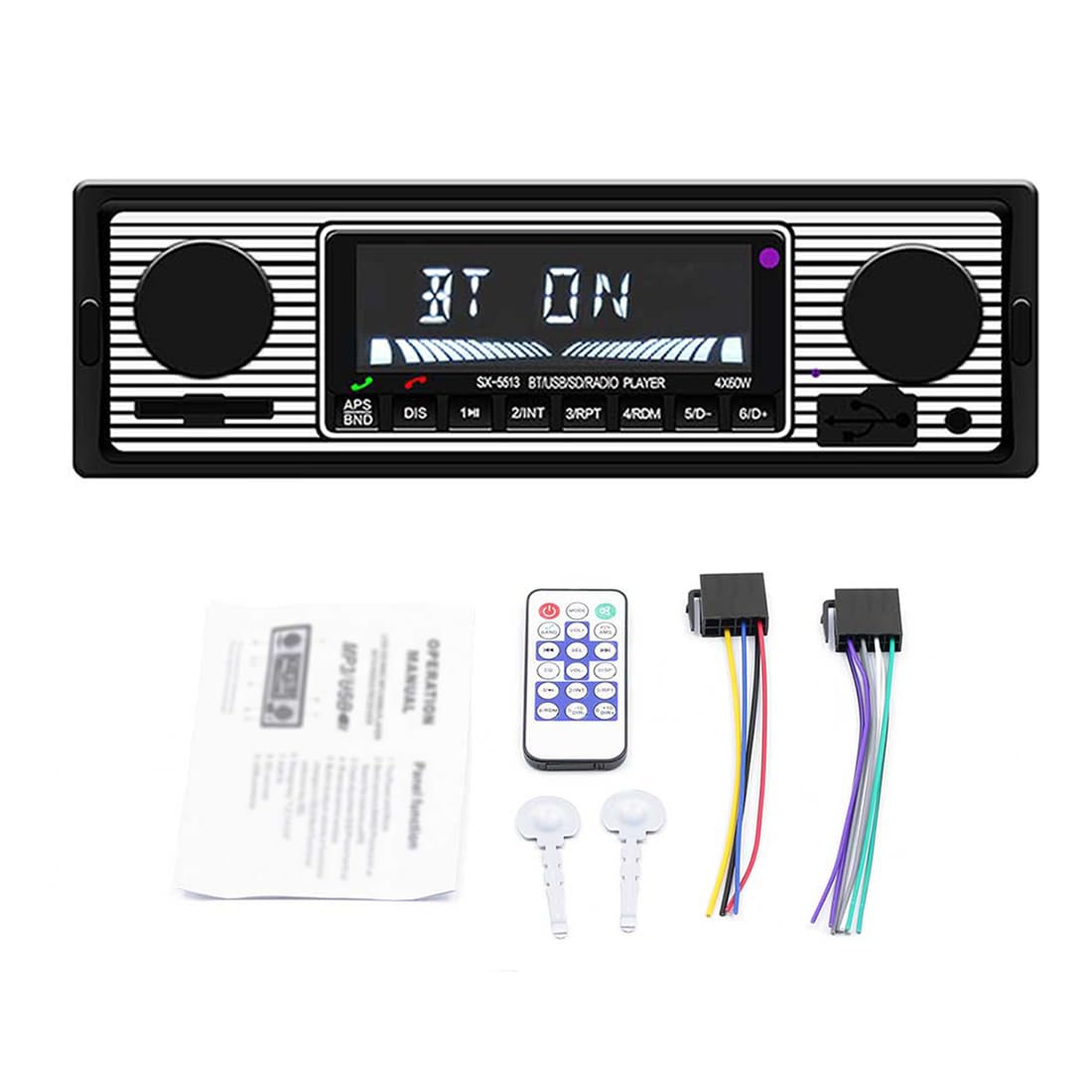 Car Stereo with Bluetooth, Car Radio with USB/SD/AUX Port, Car Audio FM Radio, Digital MP3 Player, Handsfree Calling with Wireless Remote Control