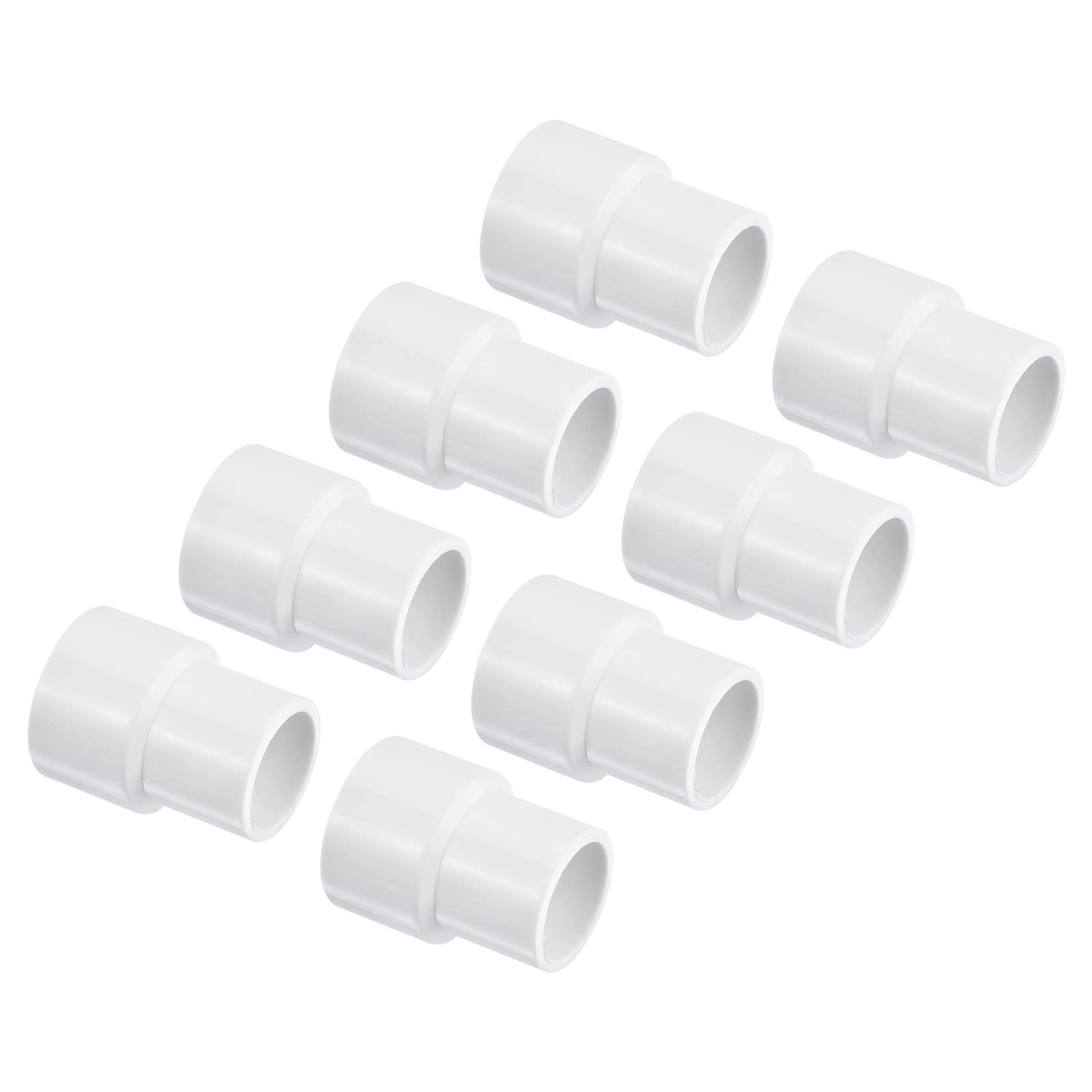 PATIKIL PVC Reducer Pipe Fitting 25mm to 20mm ID, 8 Pack Straight Coupling Adapter Connector, White
