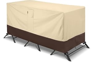Arcedo Patio Bistro Cover, Waterproof Outdoor Furniture Cover, Heavy Duty Patio Bar Table and Chairs Covers, 80"L x 32"W x 30"H, Beige & Brown