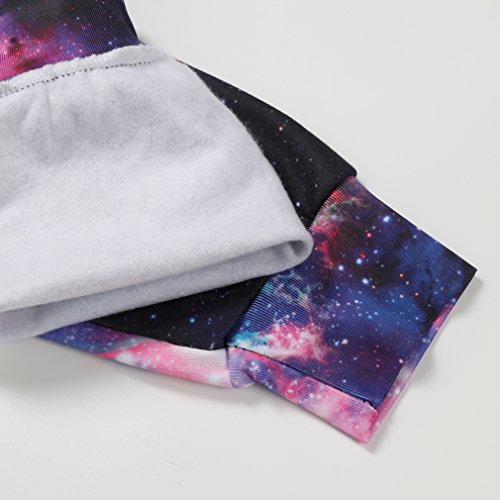 RAISEVERN Causal Hoodie, Unisex Funny 3D Printed Drawstring Glaxy Hoodies Cat Riding Sharp Shark Pullover Sweatshirts Rainbow Hooded