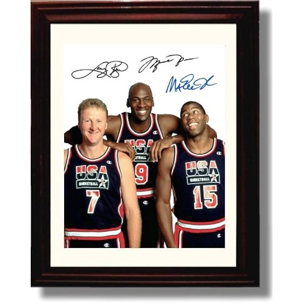 larry bird magic johnson signed basketball