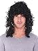 Men Male Cosplay Costume Curly Rocker Black Punk Full Hair Party Wigs Black
