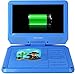 KOCASO 9 INCH Kids Portable Foldable CD/DVD Player W/Matching Headphones. 2 Free Game Controllers, Rechargeable Battery, Swivel Screen, SD Card Slot, USB Port, AV Jack Personal DVD Player [Blue]