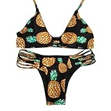 HOT Sale!High Neck Halter Bikini Set,Canserin Brazilian Pineapple Backless Swimwear