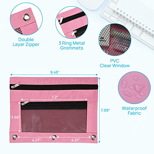 32 Pack Pencil Pouch for 3 Ring Binder, Pencil Pouch Bulk in Assorted