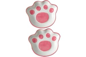 TOYANDONA 2pcs Cute Cat Paw Ceramic Seasoning Dishes Small Condiment Bowls for Dipping Sauces Microwave and