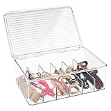 mDesign Hair Care and Accessories, Storage Organizer Box for Bathroom Vanity to Hold Clips, Hot Rollers, Headbands, Elastics, Bobby Pins - 6 Sections, Clear