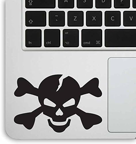 Aftermarket Graphics - 2x Qty Cracked Skull Crossbones for laptop / car / guitar Vinyl Decal Sticker (BLACK)