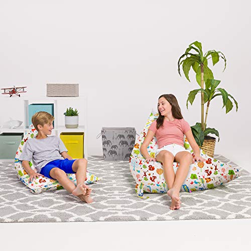 Posh Beanbags Bean Bag Chair, 100LMedium Twist, Canvas Animals Forest