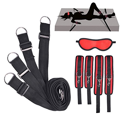 Bed Bá¹ndá¸ge Rá¸—straints Bá¹‘und Kit Set for Women Couples with Soft and Comfortable Wrist Ankle Cuffs Straps,red