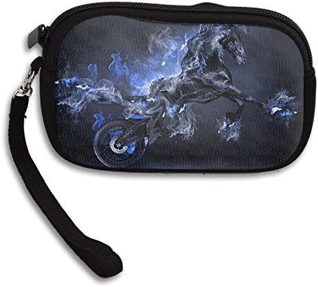 Art Black Horse Motorcycle Comfortable Coin Purse Storage Package Wallet Zipper Mini Wallet For Men &amp; Women