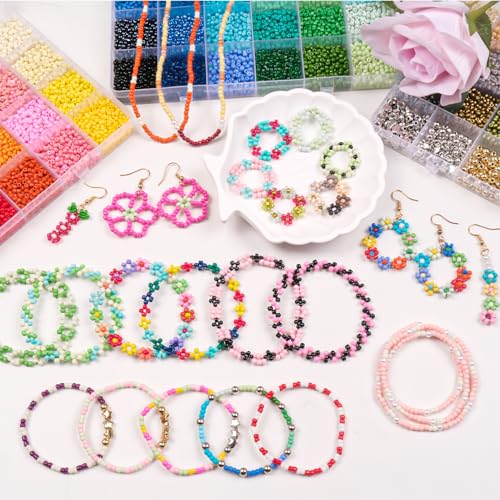 JHWELRG 36500 Pieces 72 Colour Colourful Beads for Bracelets 3 mm Beads Set, DIY Necklaces, Jewellery Making Set with Letter Beads for Threading, Gift Idea for Christmas, Birthday, Parties