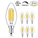 Led Candelabra Bulb, Goodia 6W LED Filament Candle Light Bulb, 2700K Warm White, 60W Incandescent Replacement, E12 Candelabra Base Lamp, Clear Glass C35 Torpedo Shape Bullet Top, 6 Pack