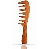 Neem Wooden Comb, Wide Tooth Detangling Comb for Women, Smooth Finish, Gentle on Scalp, For Curly Wavy Thick Hair, Handcrafted Neem Wood