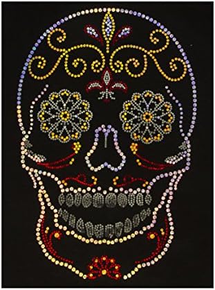 Iron-On Sequins DIY Applique. Cute, Sparkly hotfix Embellishment.Mexican Skull