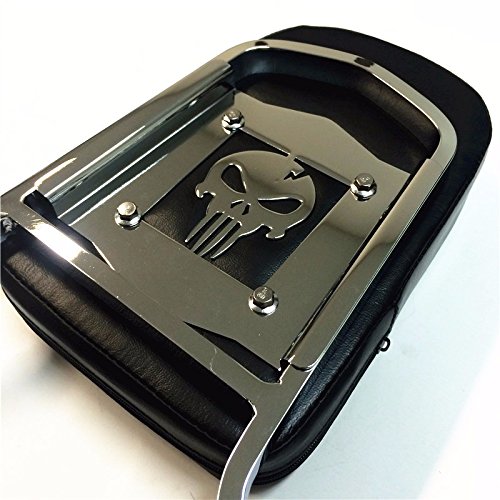 Flame Backrest Sissy Bar Leather Pad For 1996-2005 Kawasaki Vulcan 800 Classic Chrome Steel