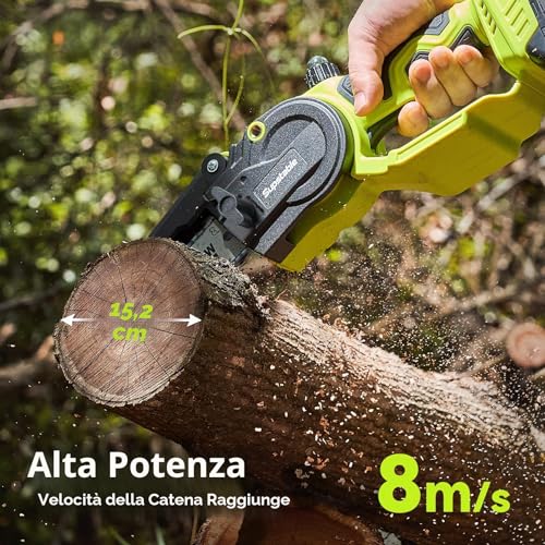 Supstable 6 Inch & 33 mm Telescopic Cordless Chainsaw with Battery, 4 in 1 Chainsaw and Scissors Kit with 8000 mAh Batteries, 4.8 m Telescopic Pole, Toolless Chain Adjustment