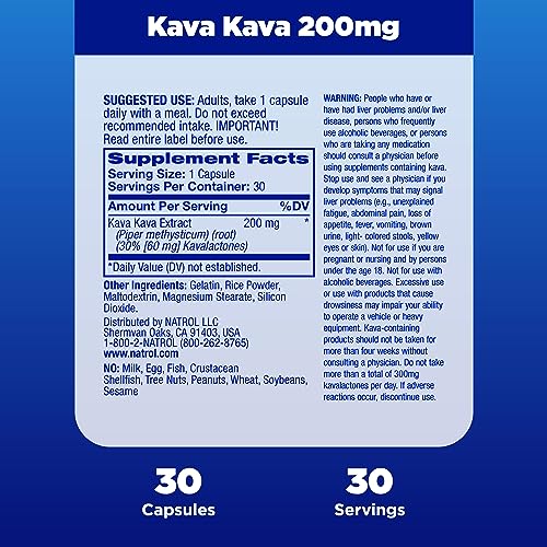 Natrol Mood & Stress Kava Kava 200mg, Dietary Supplement for Relaxation