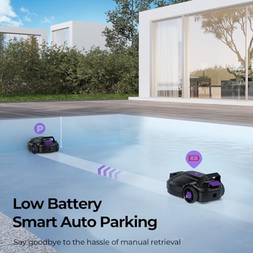 Redroad Robotic Pool Cleaner with Dual-Drive Motors,Dual-Layer Filtration, 180Min Runtime, Powerful Cordless Pool Vacuum for Above-Ground & Flat Pools,Auto-Parking Design,Double Suction Port S2