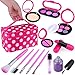 TEPSMIGO Pretend Makeup Kit with Cosmetic Bag for Girls 4-10 Year Old - Including Pink Brushes, Eye Shadows, Lipstick, Nail Polish, Mirrors, Glitter Pot, Puff Pad and More