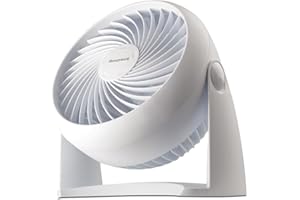 Honeywell TurboForce Air Circulator, Small Tabletop Fan, Quiet Personal Fan for Home or Office, 3 Speeds, 90 Degree Pivoting Head, White, HT-904