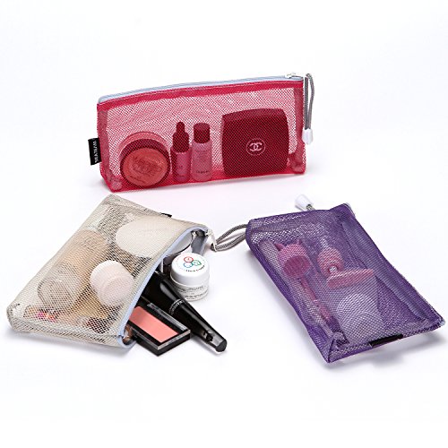 Sea Team 6pcs Multicolored Portable Travel Toiletry Pouch Nylon Mesh Cosmetic Makeup Organizer Bag with Zipper