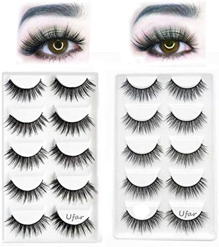 Faux 3D Mink Eyelashes, 10 Pair Professional Makeup False Eyelashes Reusable Handmade Thick Long Multilayer Fluffy Fake Eye Lashes Natural and Dramatic Style (5 Pair Each Style)
