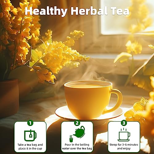 Mullein Tea Bags for Lung Cleanse and Respiratory Support - 50 Tea Bags - 100% Natural Mullein Leaf Herbal Tea Granules - Caffeine Free and Non-GMO
