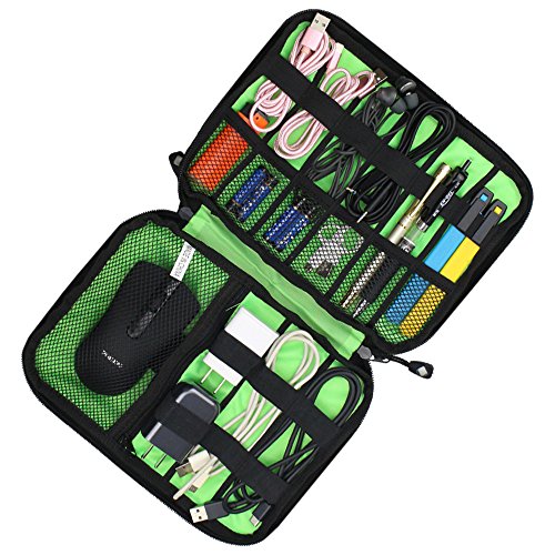 Black Travel Electronics Cable Organizer Bag Case for Cords,Cable,Charger,Power Bank,Battery Pack,Hard Drives,Usb Gear,Earphone,Flash Drive,Electronics Accessories - Thumbnail 2