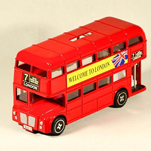 Red Metal London Bus Collectible Coin Storage Box - Die Cast London Bus Model - London Classic Miniatures - Toy Car Cash Bank