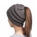 BLUECELL Women's Colorful Beanie Hats with Ponytail Hole Knit Beanies Warm Winter Chunky Skull Cap for Sports Outdoor,Dark Gray
