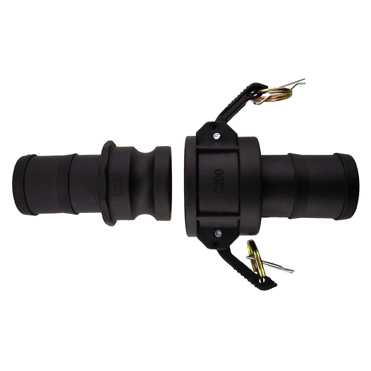 Camlock high Output Hose Fittings Type C+E kit, Joins layflat Hose,Ideal for use with Dirty Water/Drainage Pumps,Tough Long Lasting Polypropylene (1/2 Barb)