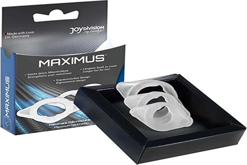 Joydivision Maximus Original Penis Rings Size XS-S-M, 3 Pieces, Transparent Made of Medical Silicone, Cock Rings for Potency Enhancement, for Men