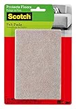 Scotch Felt Pads, Rectangle, Beige, 4 in. x 6